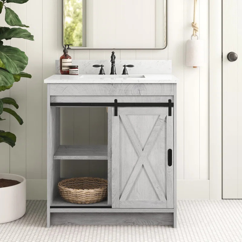Jillian 30'' Free-standing Single Bathroom Vanity with Engineered Stone Vanity Top | Wayfair North America