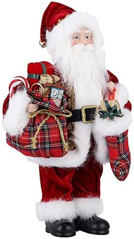 AGM 12" Santa Claus, Christmas Figurine Figure Decor with Christmas Sock and Gifts Bag for Holida... | Amazon (US)