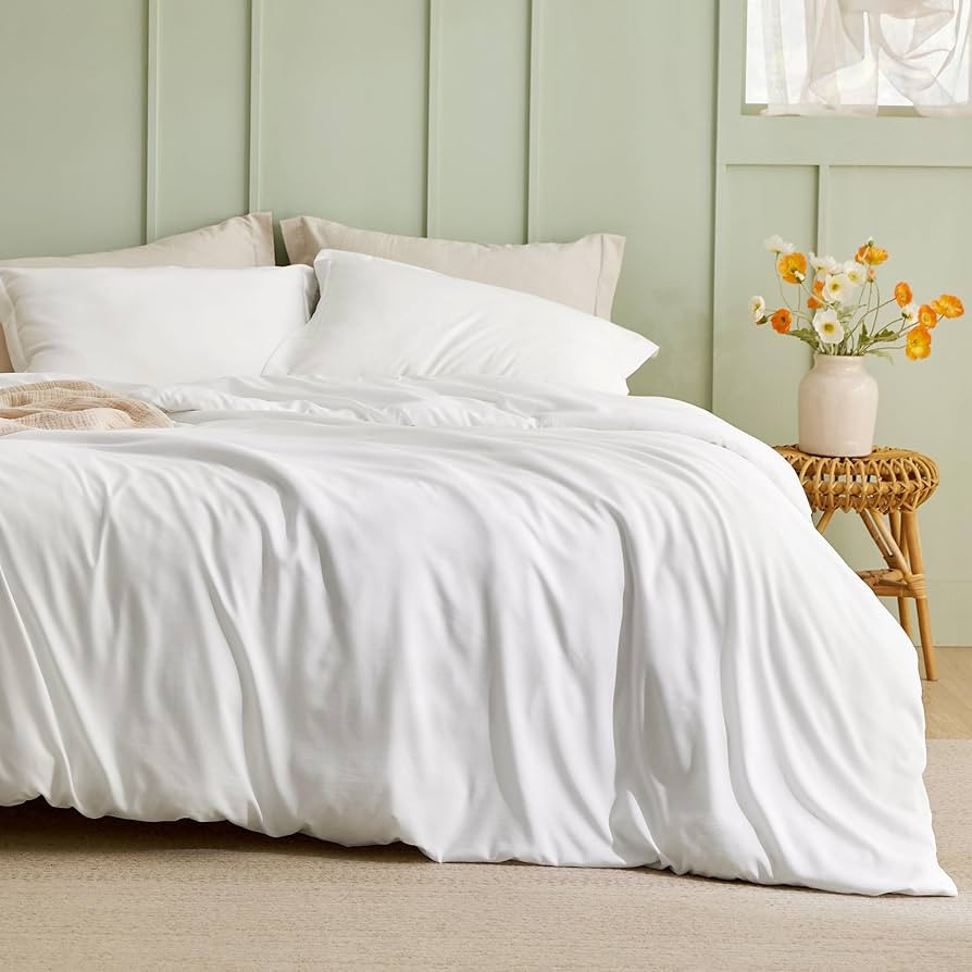 Bedsure White Duvet Cover King Size - Polyester & Rayon Derived from Bamboo Cooling King Duvet Co... | Amazon (US)