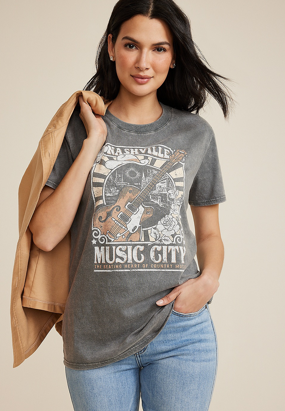 Nashville Music City Oversized Fit Graphic Tee | Maurices