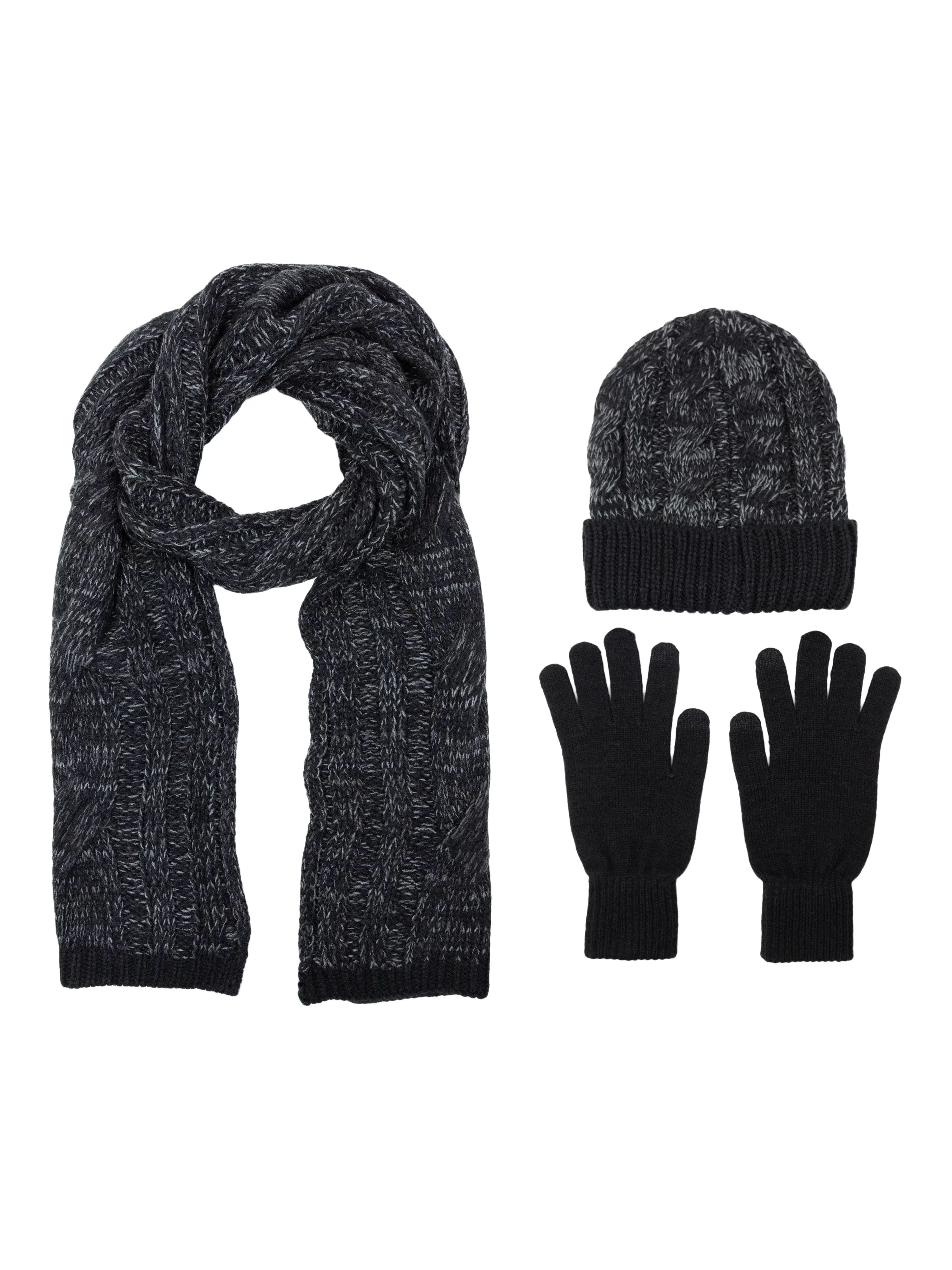 Mens Berkshire Cold Weather 3 Piece Set: Beanie Style Hat, I-Touch Gloves and Scarf - Walmart.com | Walmart (US)