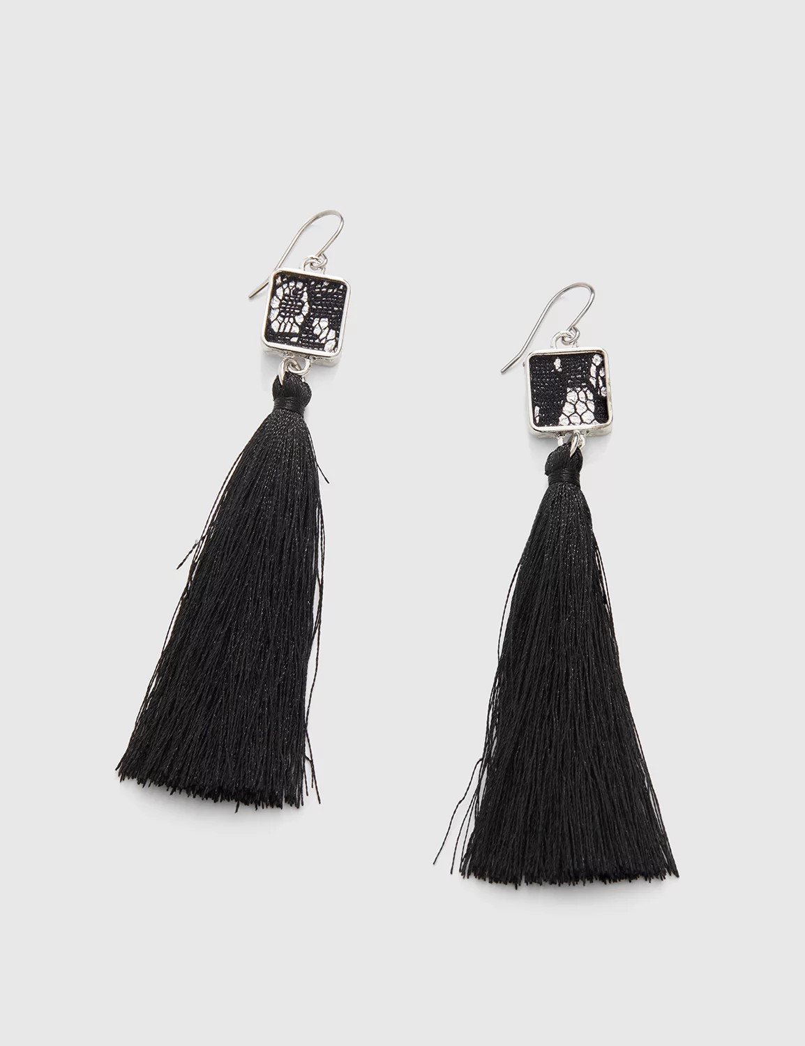 Lane Bryant Women's Touch Of Lace Tassel Earrings ONESZ Black | Lane Bryant (US)