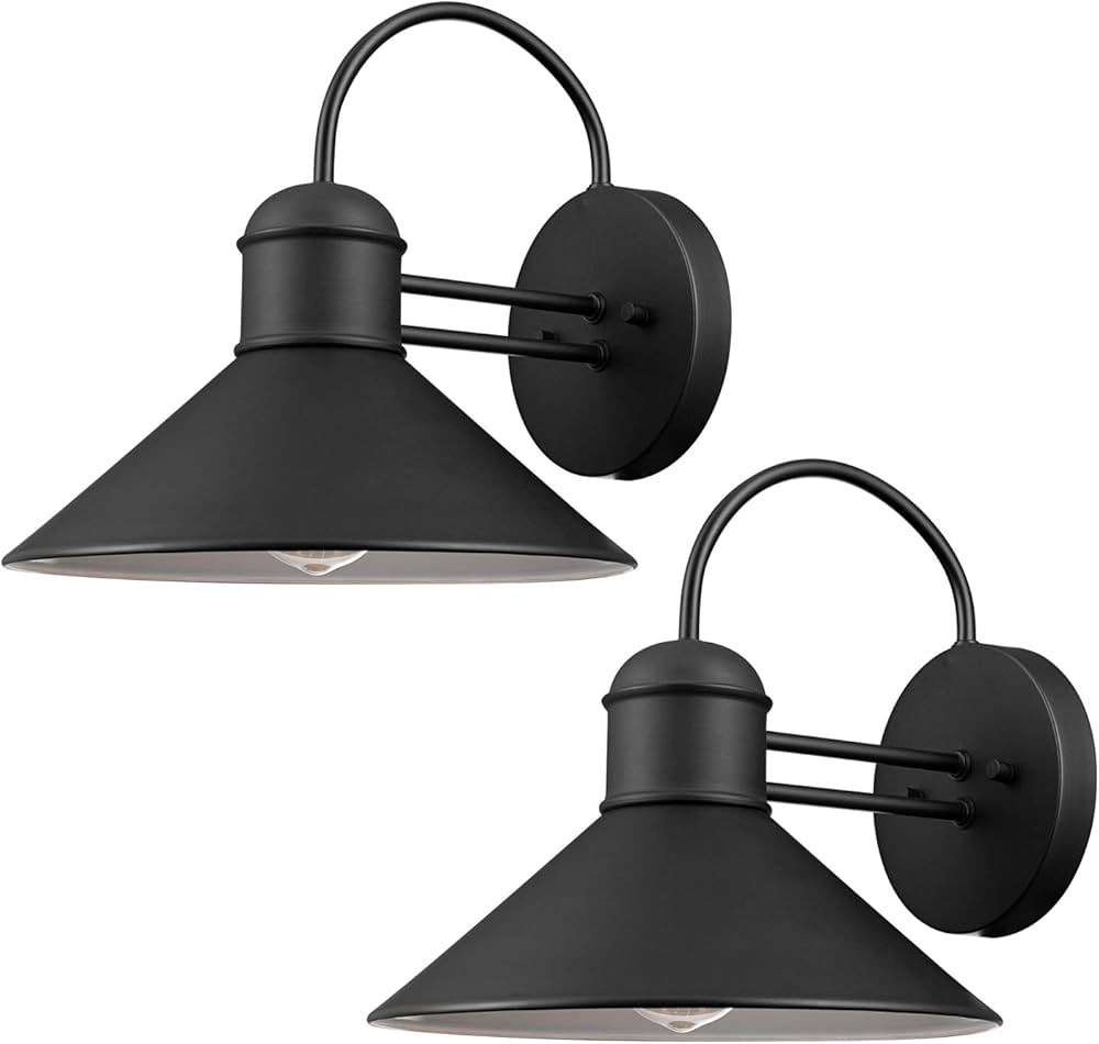 Globe Electric 44165 1-Light Outdoor Wall Sconce, 2-Pack, Black Finish, Outdoor Lighting Modern, ... | Amazon (US)