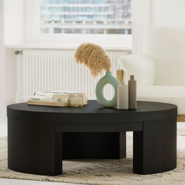 Beautiful Mod Round Coffee Table by Drew Barrymore, Black Finish | Walmart (US)