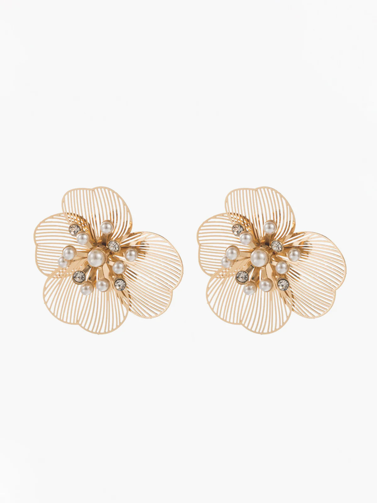 Pearl Etched Flower Earrings | Commense