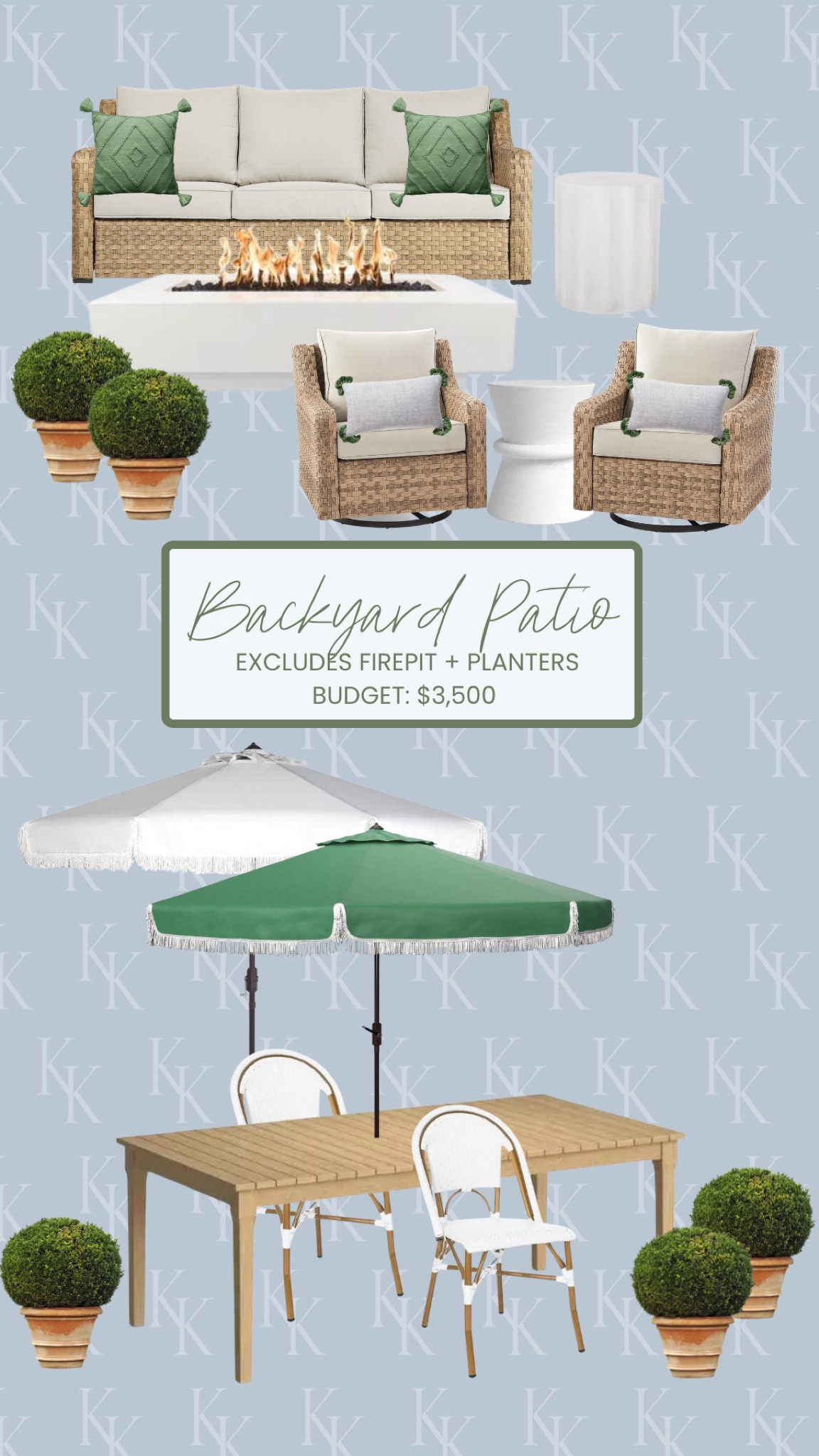 Patio furniture, backyard patio, outdoor furniture, outdoor patio furniture, outdoor sofa, outdoor rattan sofa, outdoor lounge chairs, outdoor chairs, outdoor rattan chairs, green umbrella, white umbrella, outdoor dining table, outdoor dining chair, affordable patio furniture, affordable outdoor furniture, budget friendly furniture 

#LTKhome #LTKFind #LTKSeasonal