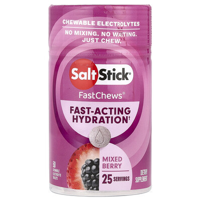 SaltStick, FastChews®, Chewable Electrolytes, Mixed Berry, 50 Chewable Tablets | iHerb
