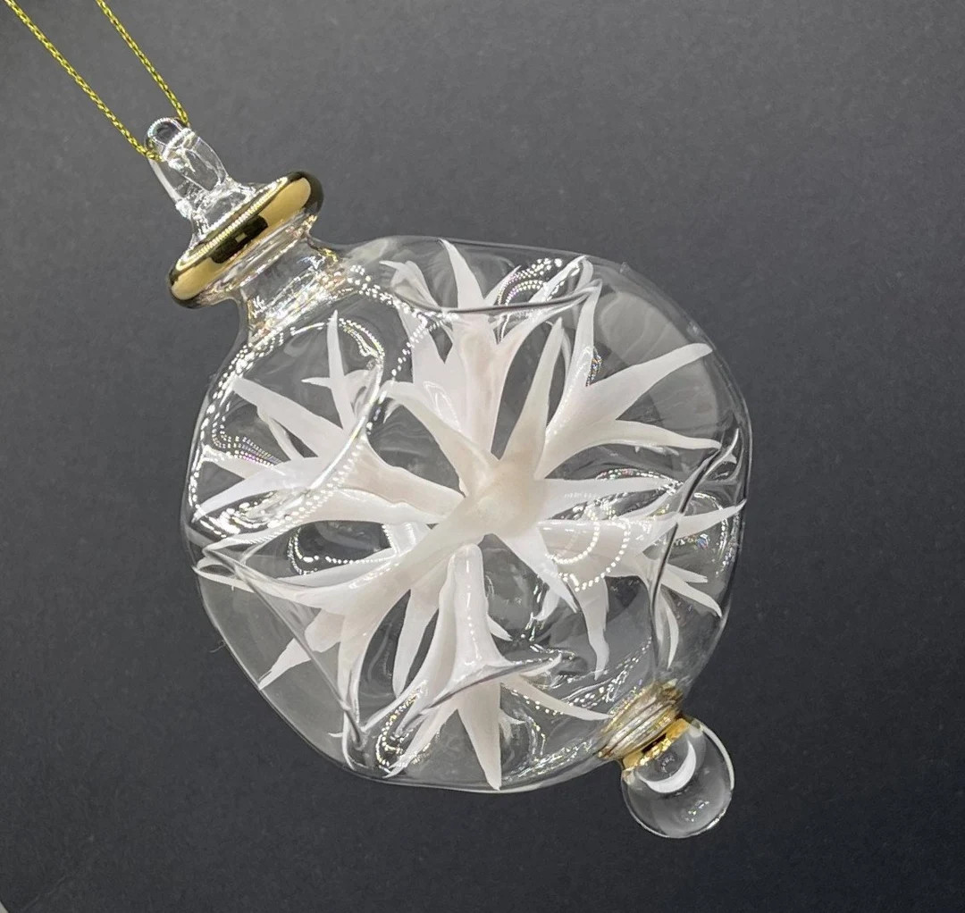 Adorno floral soplado a boca, adorno navideño pintado a mano, simplemente hermoso - Etsy | Etsy (US)