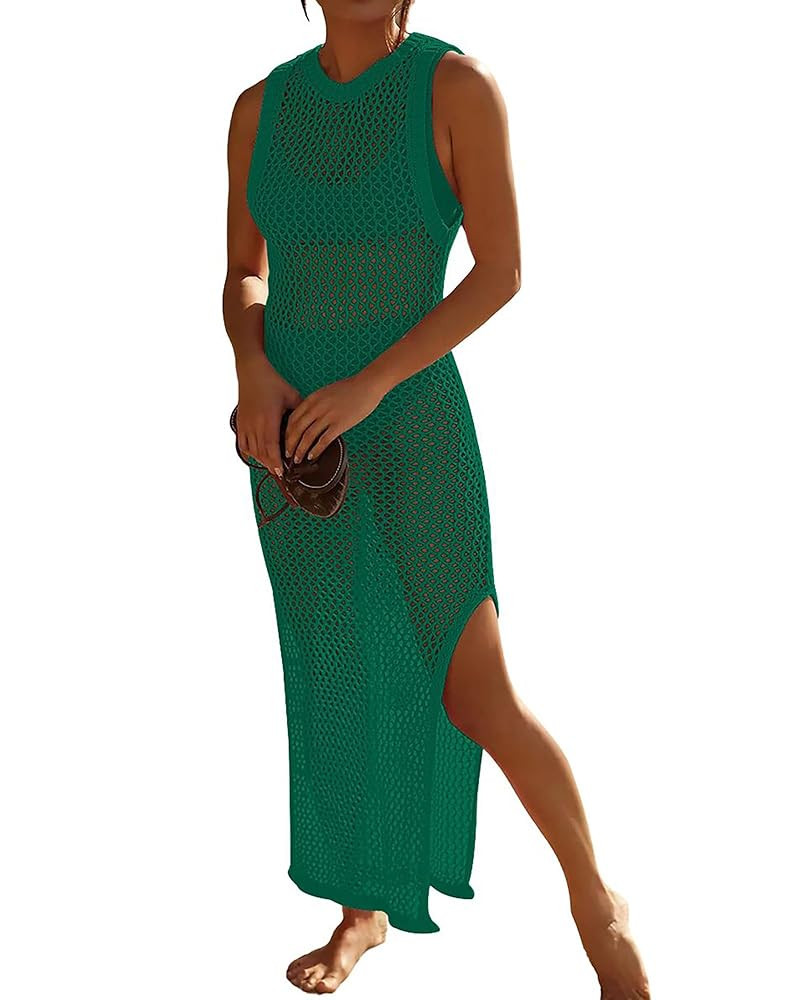 Bsubseach Crochet Swim Coverup Sleeveless Knitted Cover Up Dress | Amazon (US)