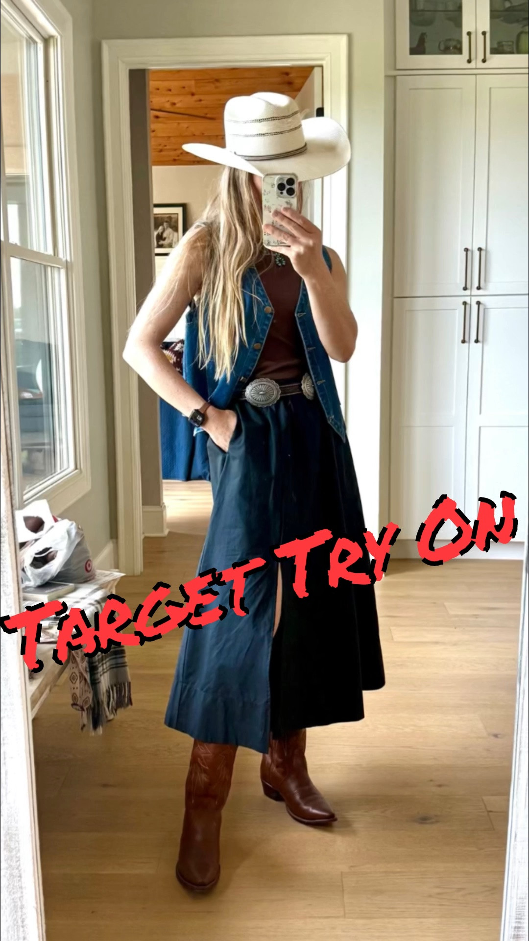 Target Try on 🎯 

Size reference 5’ 9” 140 lbs
Happy to answer questions about sizing or etc…

Short skirt - small

Brown skirt - xsmall

Floral skirt - xsmall 

Brown short dress - small

Blue dress - small

Brown small buffalo plaid dress - small

Brown buffalo plaid top - small

Black cotton skirt - xsmall

Western hoodie - medium

Boyfriend jeans - 6

Black tank - medium

Denim vest - small 

Suit vest - small

#LTKTall #LTKOver40 #LTKSaleAlert