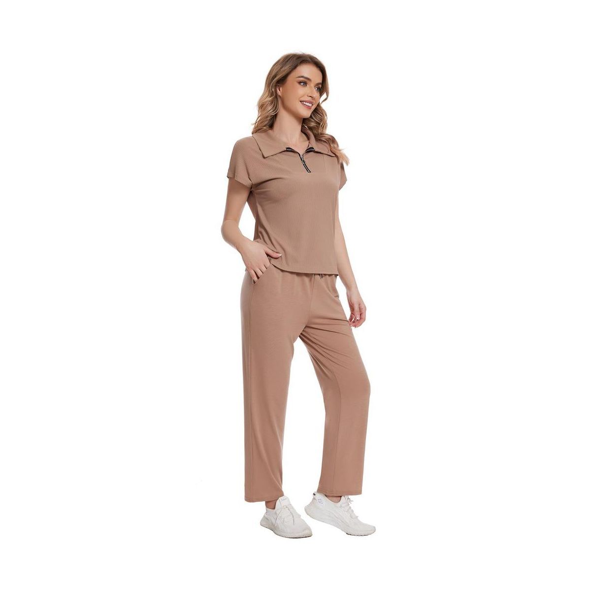Summer 2 Piece Outfits for Women Casual Sweatsuits Short Sleeve V Neck Tops with Crop Long Pants | Target