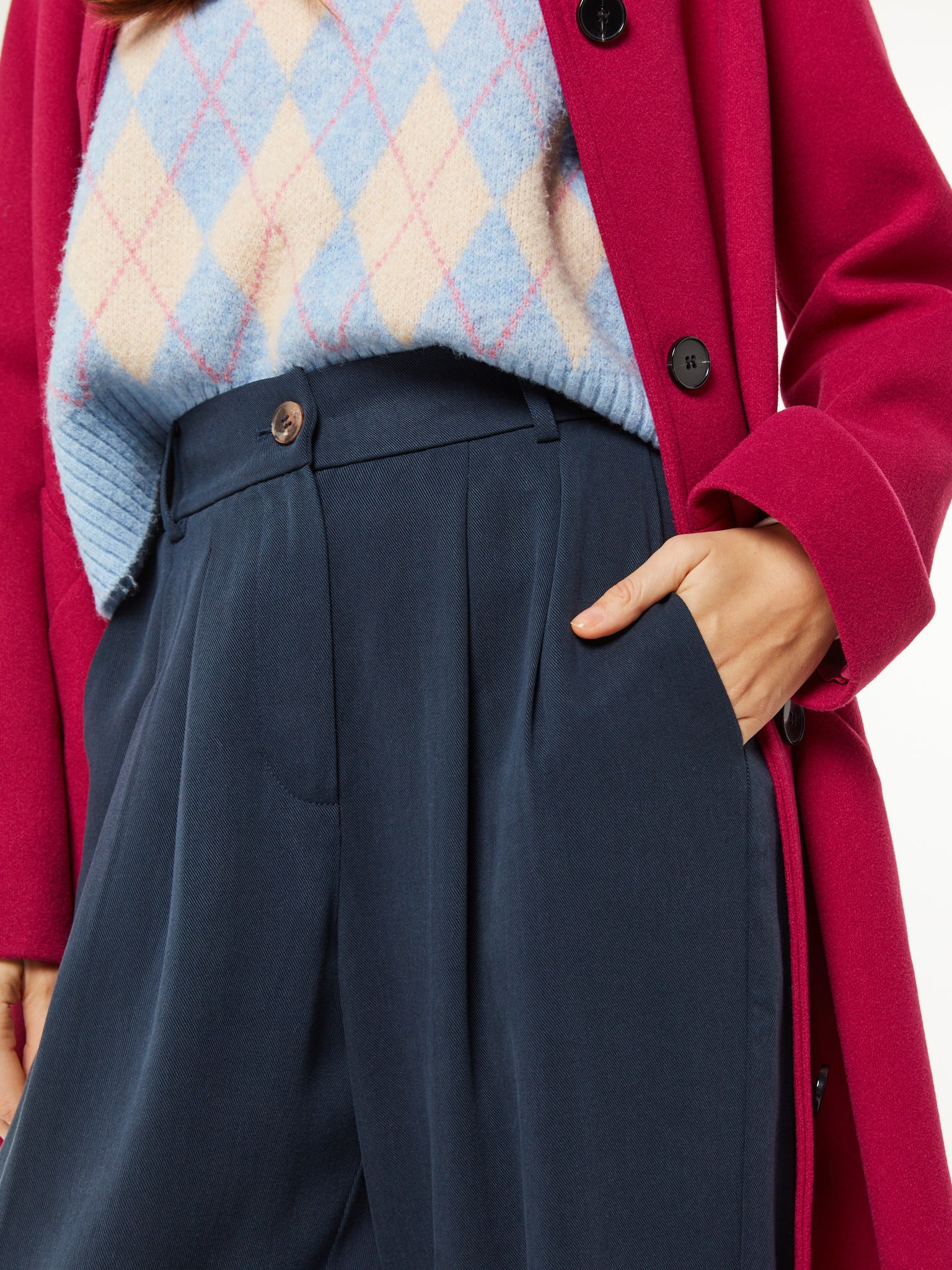 Cinnamon Straight Leg Trousers in Navy | OMNES | Trousers | Sustainable & Affordable Clothing | S... | OMNES UK