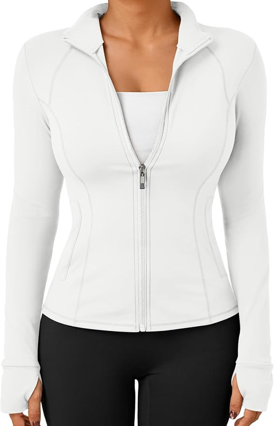 Trendy Queen Womens Lightweight Zip Up Jackets 2026 Athletic Workout Hoodies Spring Shirt Fitted ... | Amazon (US)