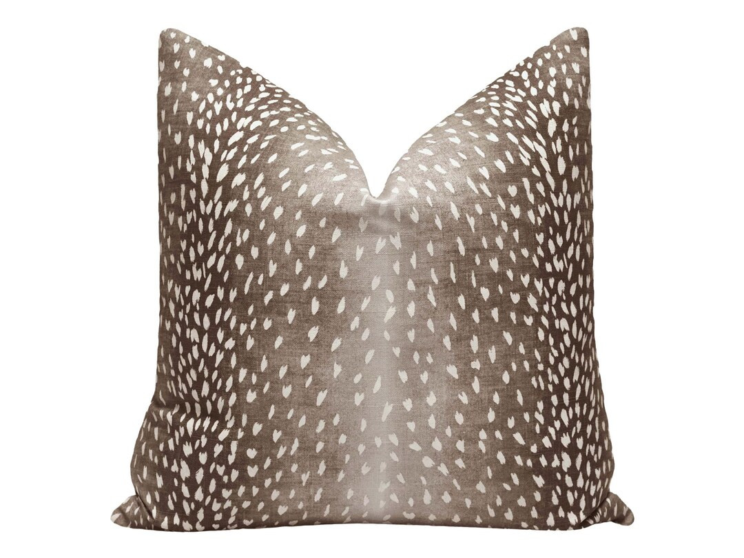 Antelope Linen Print // Mocha Pillow | Brown Animal Print | Antelope Print Pillow | Antelope Thro... | Etsy (US)