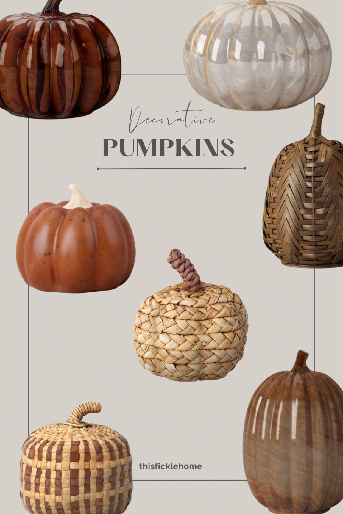 Decorative pumpkins, glass pumpkin, woven pumpkin, fall shelf decor, fall centerpiece ideas.

#LTKhome #LTKSeasonal