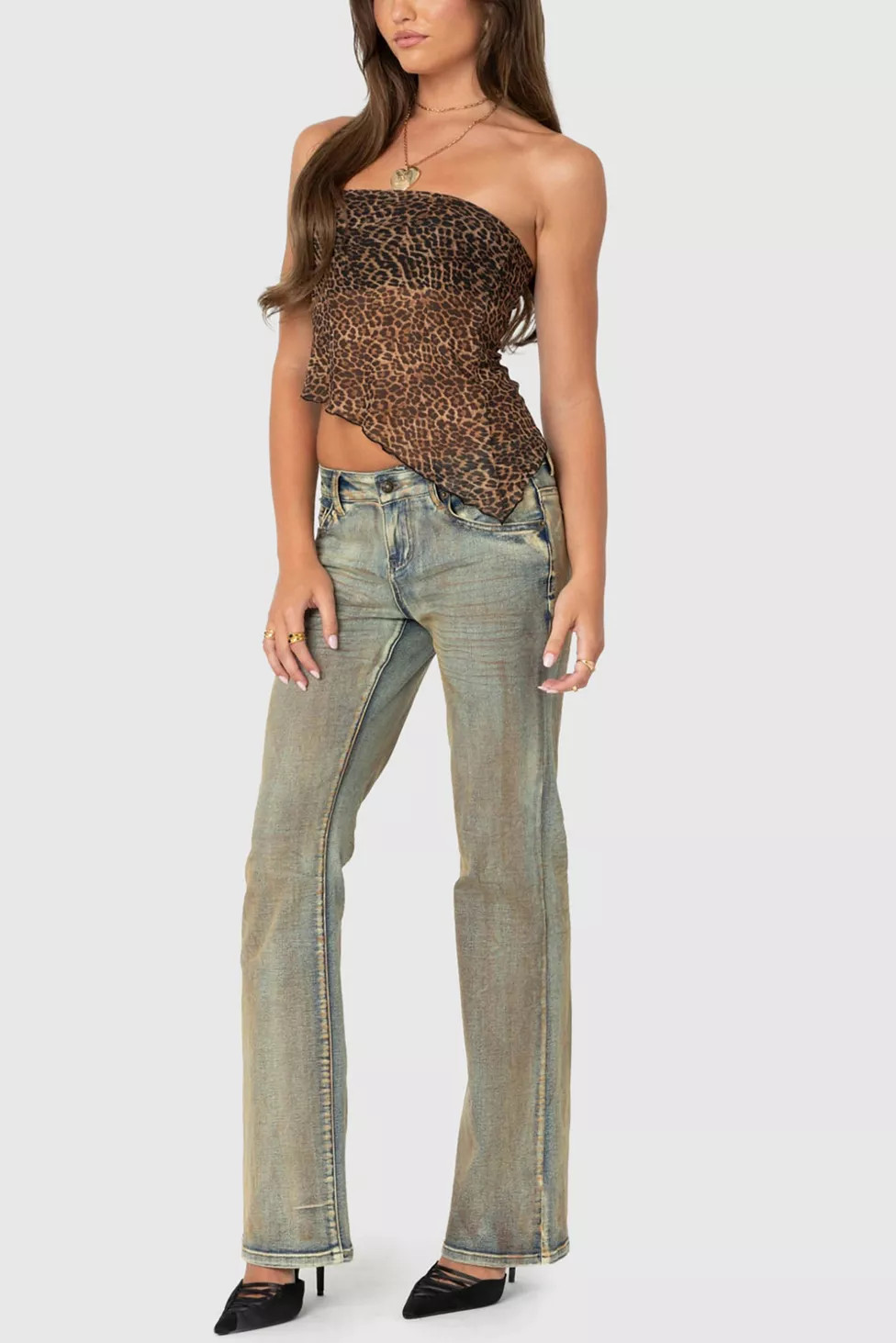 Edikted Leopard Printed Sheer Mesh Tube Top | Urban Outfitters (US and RoW)