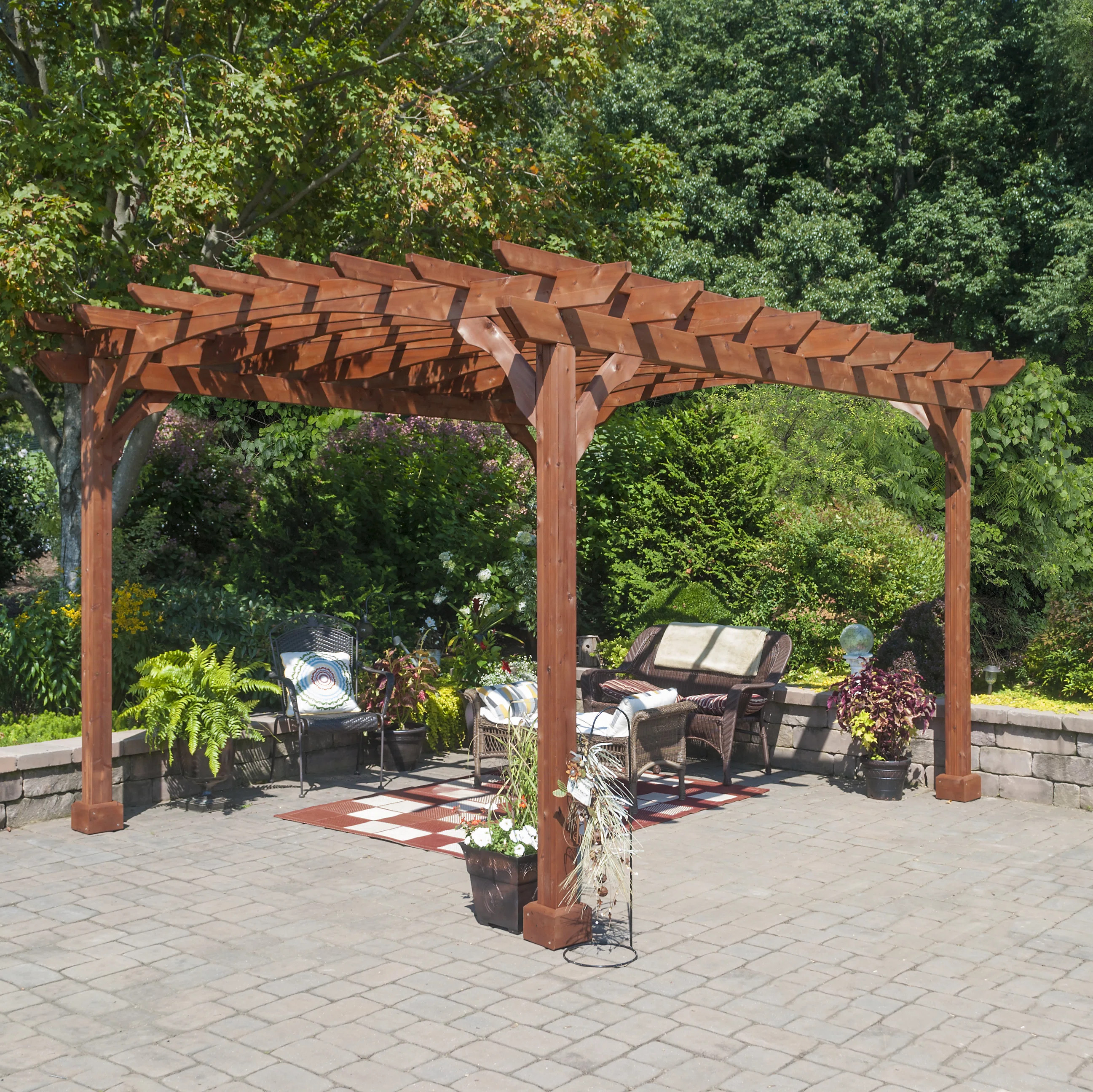 YardCraft 12 Ft. W x 10 Ft. D Solid Wood Pergola & Reviews | Wayfair | Wayfair North America