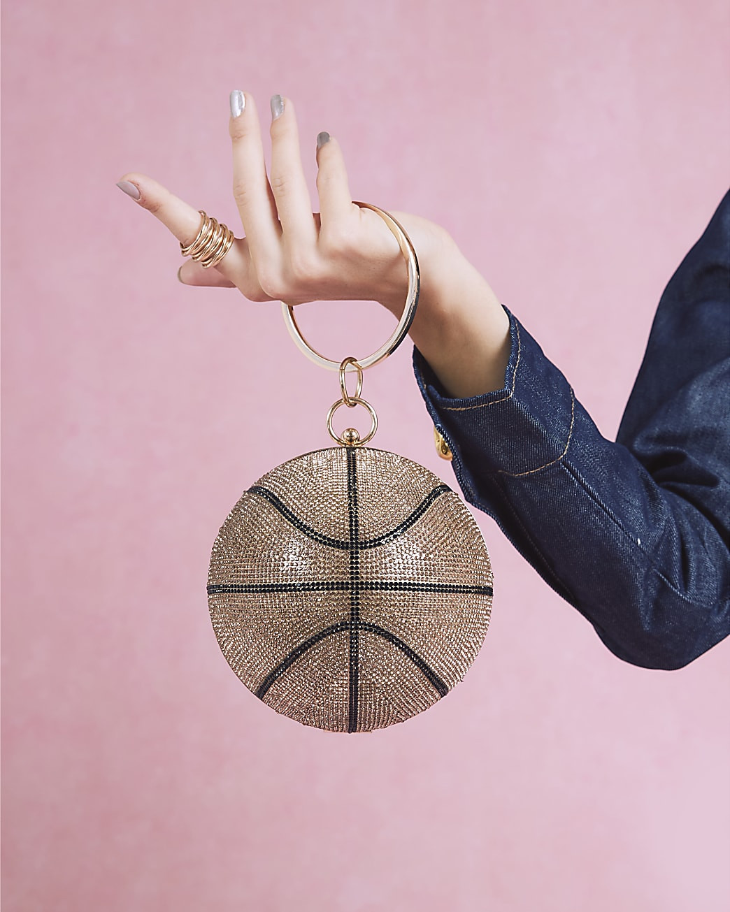 Gold Basketball Diamante Clutch Bag | River Island UK & IE