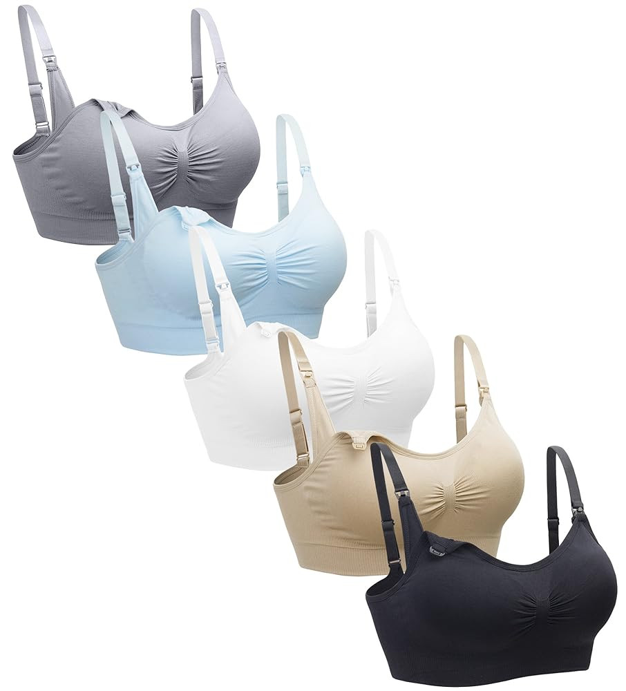 Suekaphin 5PACK Nursing Bra Wireless Bra Women's Sleeping Maternity Bra Breastfeeding Bra | Amazon (US)