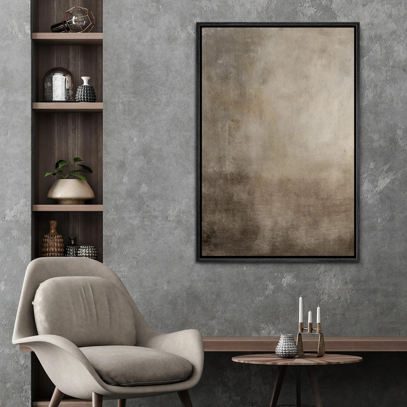 Framed Canvas Wall Art Abstract Beige Brown Neutral Wall Art Print Minimalist Modern Art Printed ... | Etsy (US)