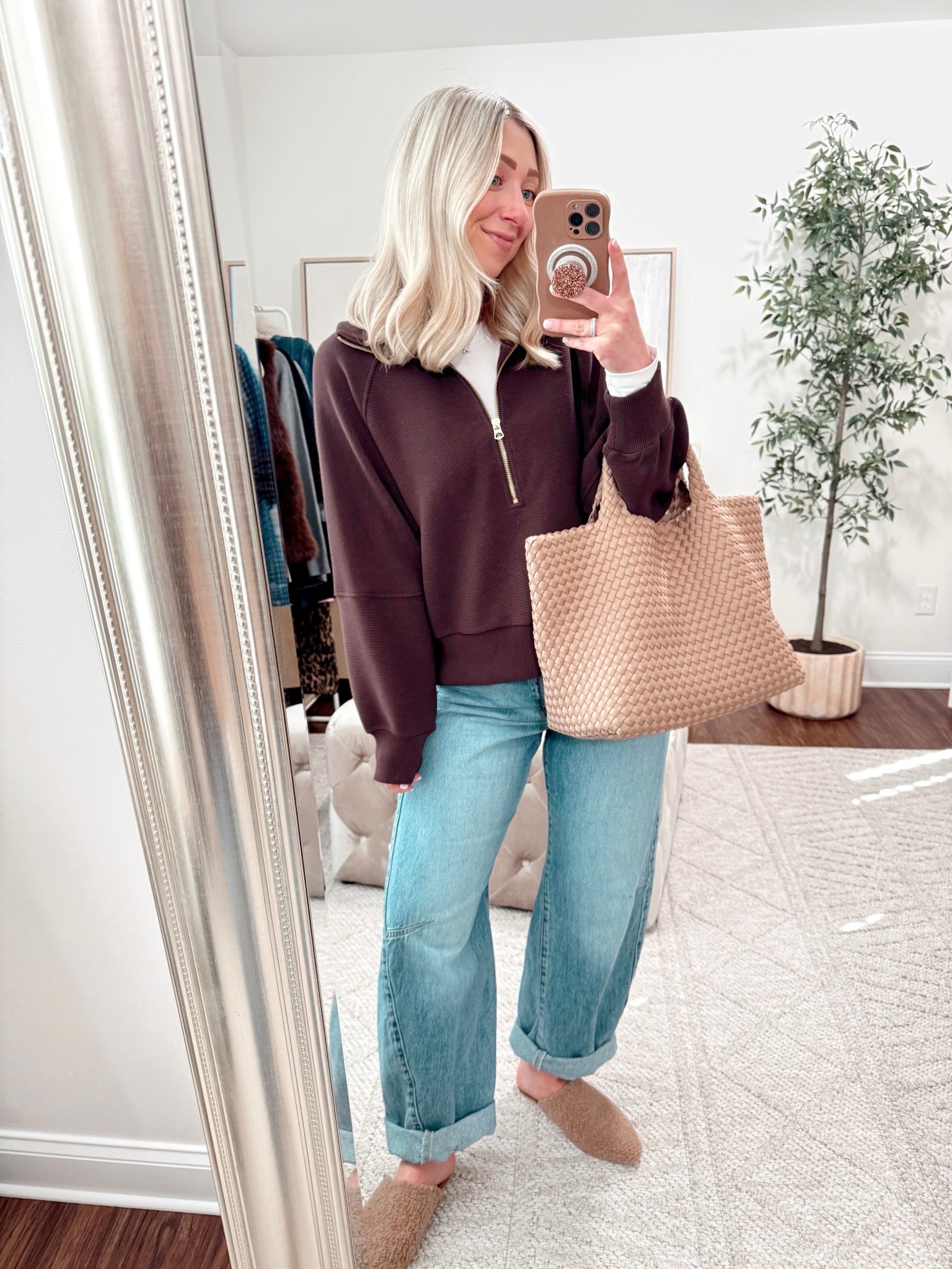 Casual Friday OOTD wearing my favorite half zip! 🤎 Comes in several colors including a striped option! 💁🏼‍♀️ Shop via the 🔗 in my bio!

Varley half zip size small, jeans TTS, size 27, Sherpa mules are old 

Casual outfits, Varley, petite outfits 

#LTKPetite #LTKFindsUnder100 #LTKdayinmylife