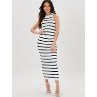 Michelle Keegan Knitted Racer Striped Vest  - White/Black | Very (UK)
