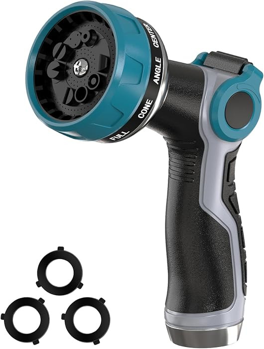 Heavy Duty Garden Hose Nozzle - 10 Spray Patterns, Thumb Control Water Pressure, Semi-Metal Const... | Amazon (US)