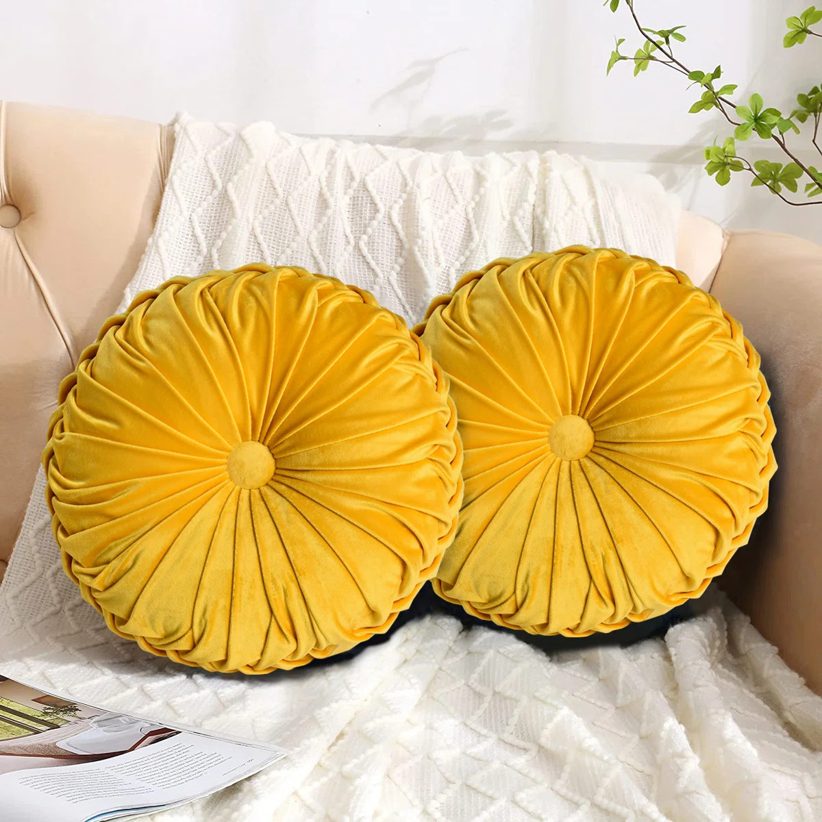 Velvet Round Throw Pillow (Set of 2) | Wayfair North America