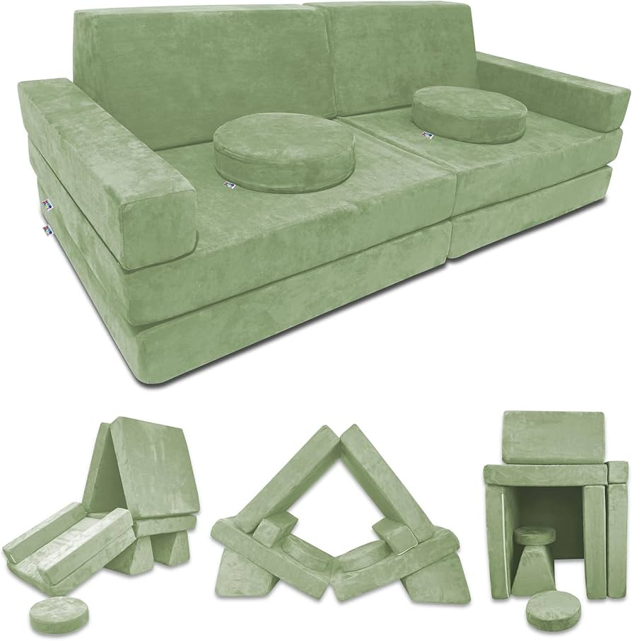 Mod Blox 10 Piece Soft Modular Kids Play Couch for Boys and Girls ｜ Child Sectional Fort Buildi... | Amazon (US)