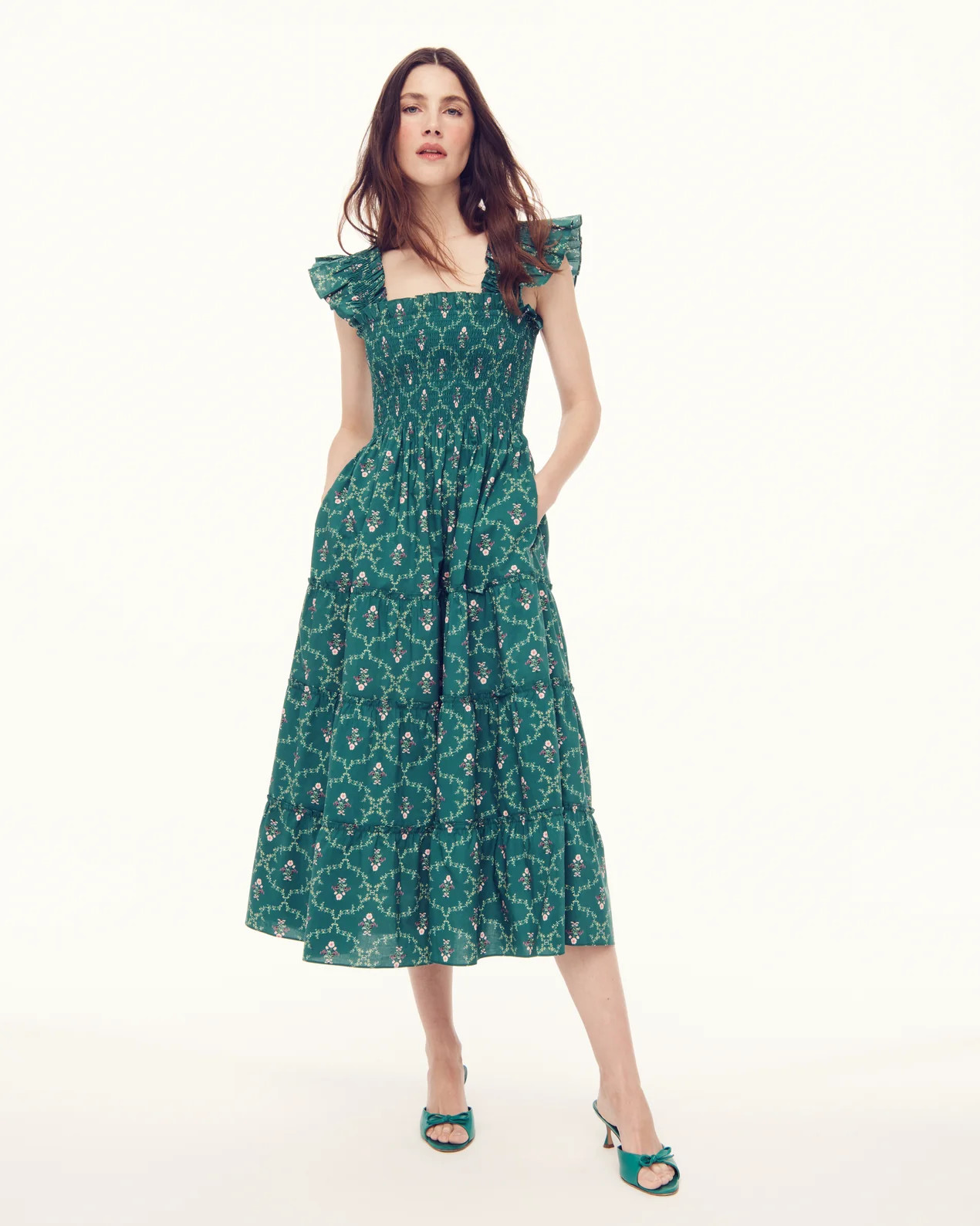 The Ellie Nap Dress - Emerald Trellis | Hill House Home
