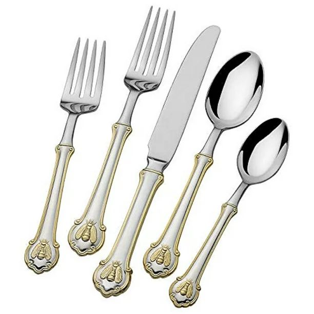 Wallace Napoleon Bee Gold Accent 18/10 Stainless Steel 45pc Flatware Set | Walmart (US)