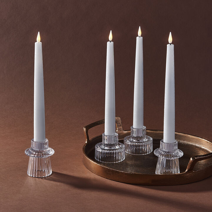 Willow Glass Taper Candle Holders, Clear, Set of 4 | Lights.com