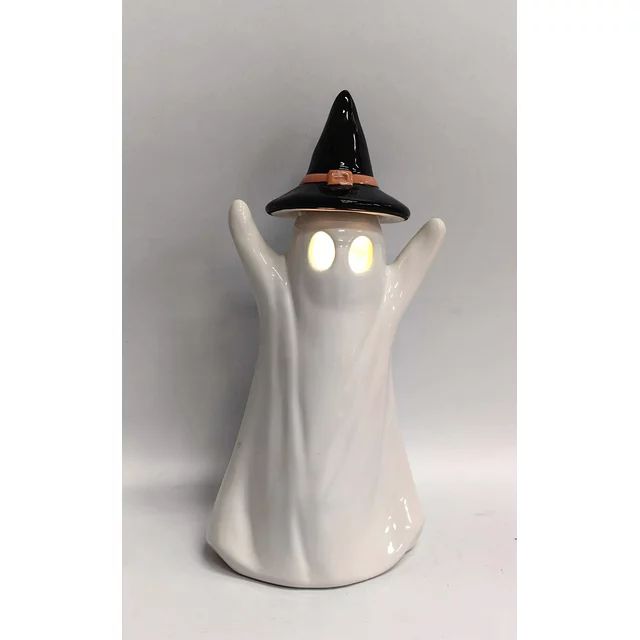Halloween White Ceramic Light-Up Ghost Decorations, 4 in L x 3.25 in W x 8.5 in H, 2 Pack, by Way... | Walmart (US)