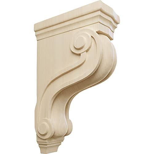Ekena Millwork COR03X08X13TSRW Boston Traditional Scroll Wood Corbels, 3 7/8"W x 8"D x 13"H, Rubb... | Amazon (US)