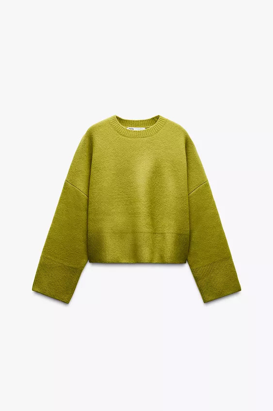 Round neck long sleeve sweater. Rib trim. | Zara US