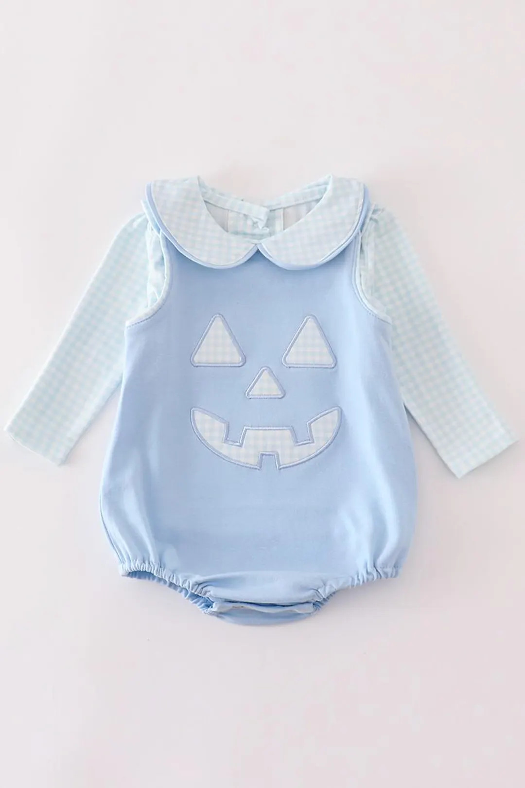 Blue Gingham Pumpkin Bubble Romper Set: Baby's First Halloween Outfit - Etsy | Etsy (US)