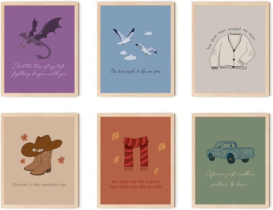 TwoDays Taylor Music Inspired Posters, Eras Album Wall Art for Fans Gifts, Song Lyrics Room Decor... | Amazon (US)