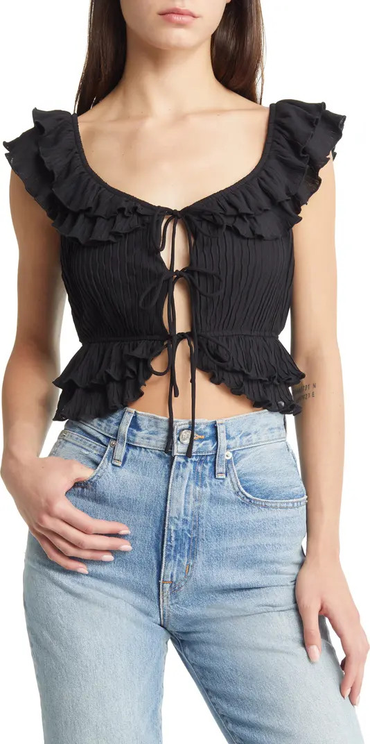 Pintuck Tie Front Crop Top | Nordstrom Rack