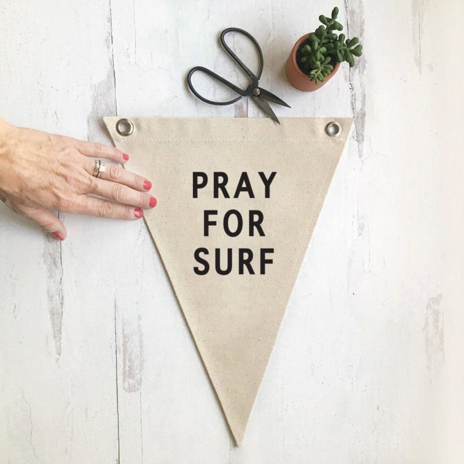 Pennant Flag Beach Wall Decor Pray for Surf Wall Art Banner | Etsy | Etsy (US)