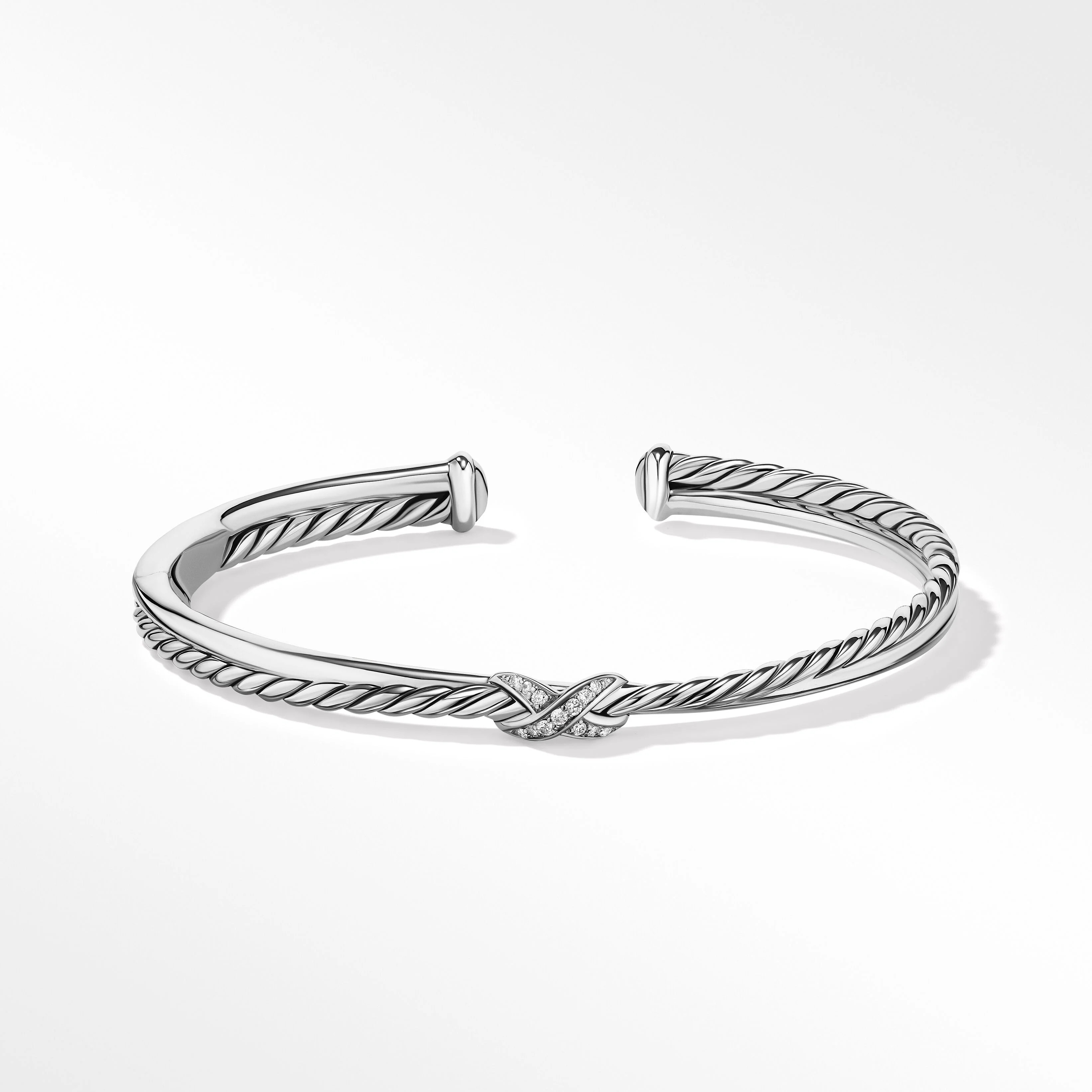Petite X Center Station Bracelet in Sterling Silver with Pavé Diamonds | David Yurman