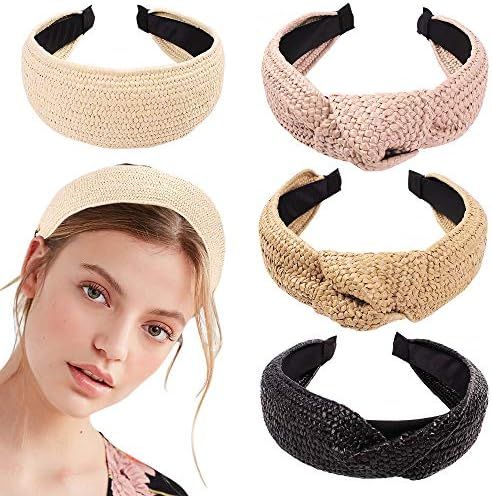 Headbands Women Hair Head Bands - Ivyu Knotted Turban Cute Headbands Straw Boho Twist Hair bands ... | Amazon (US)