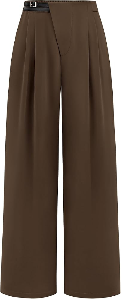 PRETTYGARDEN Women's Wide Leg Dressy Pants High Waisted Fashion Business Casual Work Office Trous... | Amazon (US)