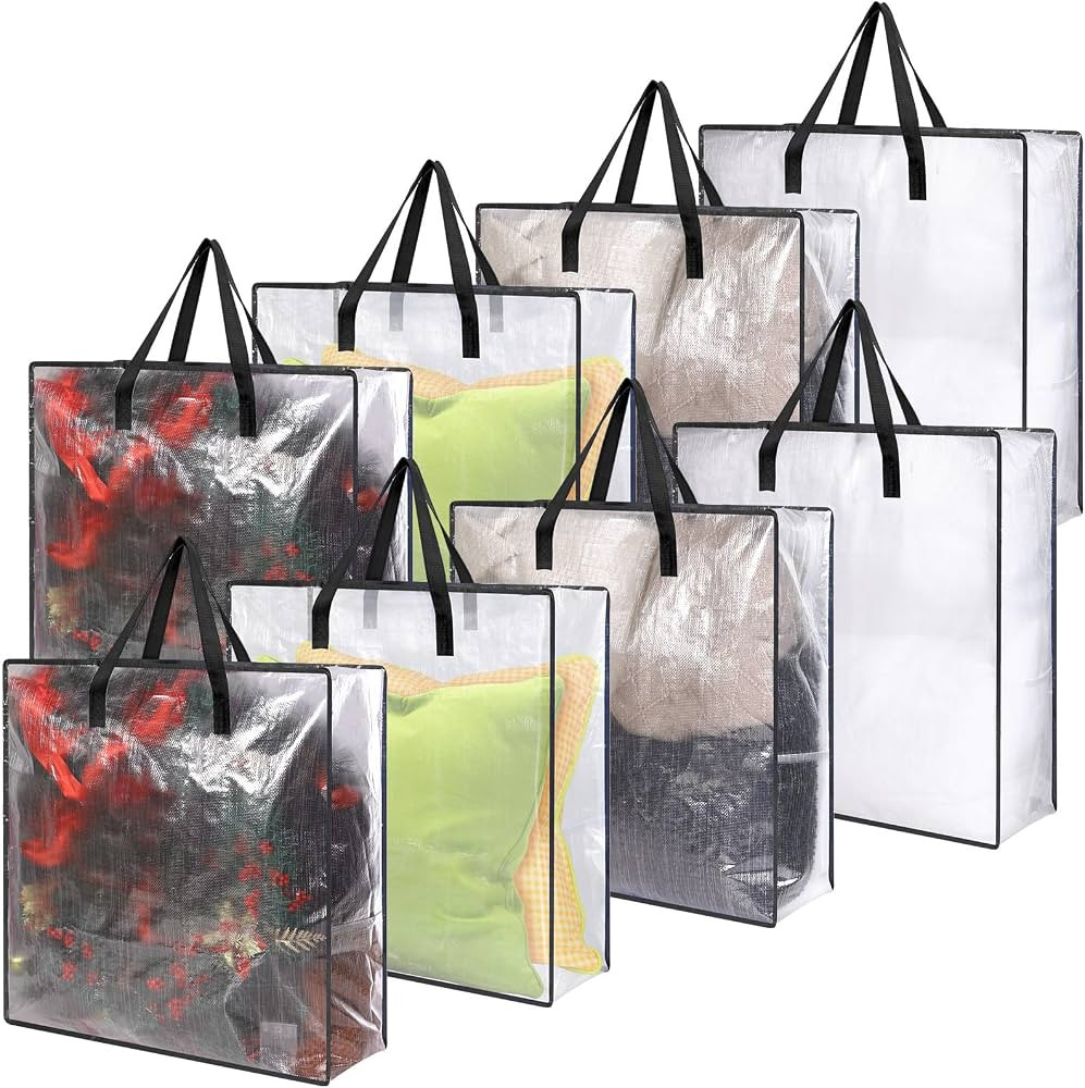 8 Pcs Clear Moving Bag Blanket Comforter Clothes Bedding Storage bags 95L with Handle and Zipper ... | Amazon (US)