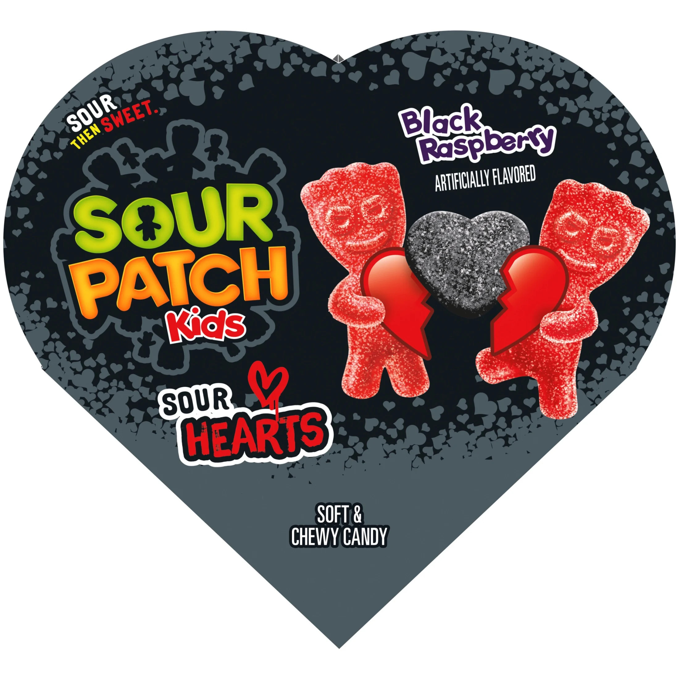 SOUR PATCH KIDS Sour Hearts Black Raspberry Soft & Chewy Candy, 3.45 oz Heart Shaped Box | Walmart (US)