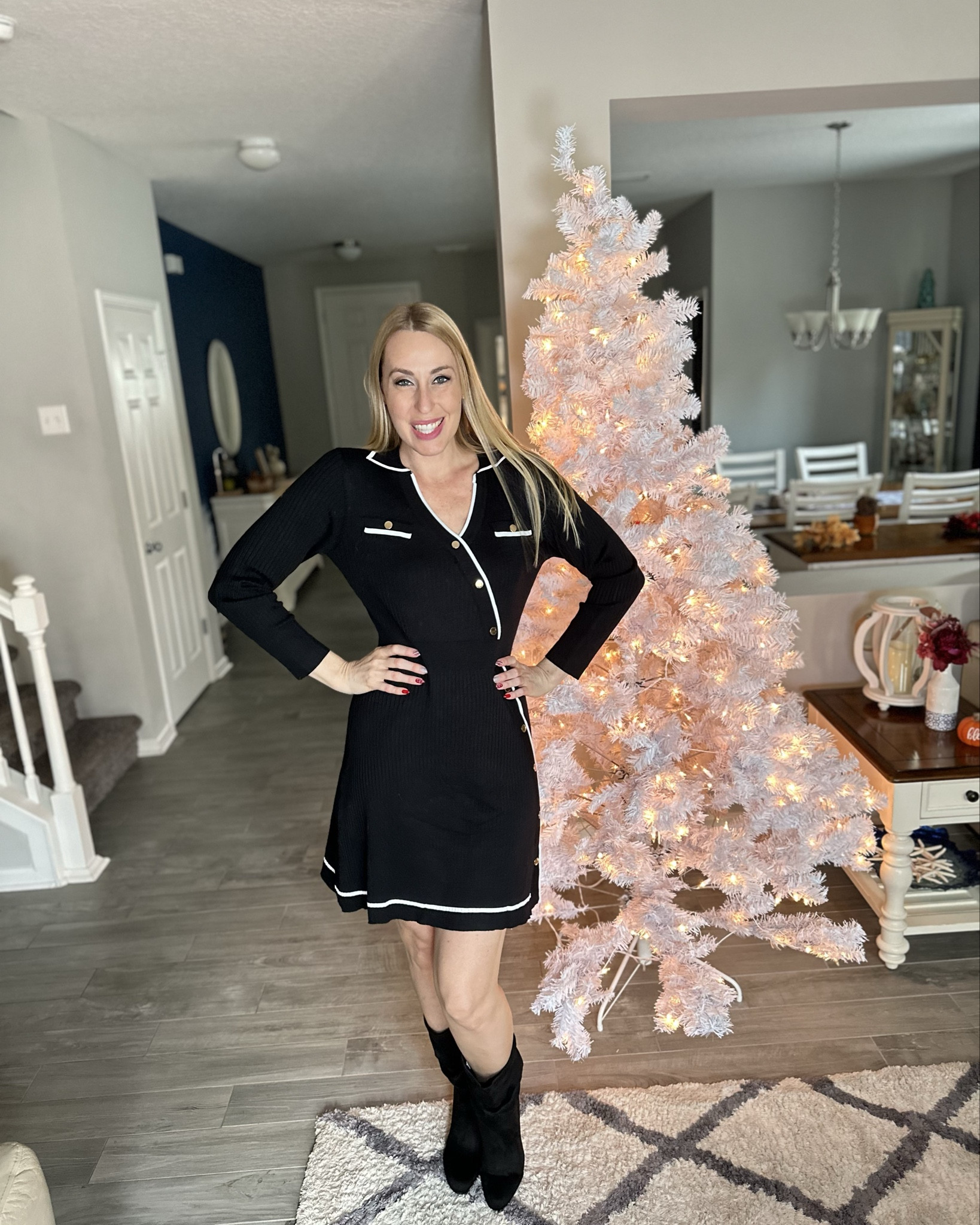 Button detail sweater dress 
🖤 this is soft cozy and stretchy 
🖤 fits true to size, wearing small

#LTKWorkwear #LTKFindsUnder50 #LTKStyleTip