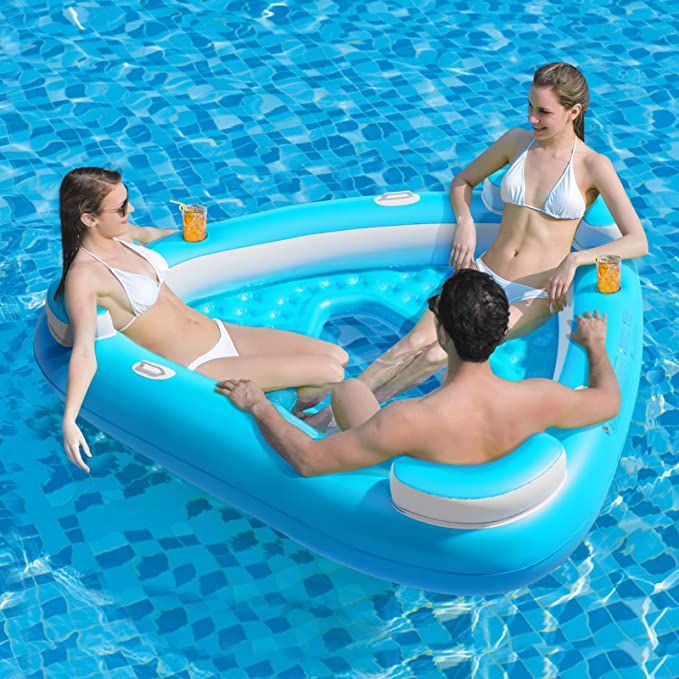 Jasonwell Floating Island Pool Float - Inflatable Lake Floaties Pool Lounger Raft Water Float wit... | Amazon (US)