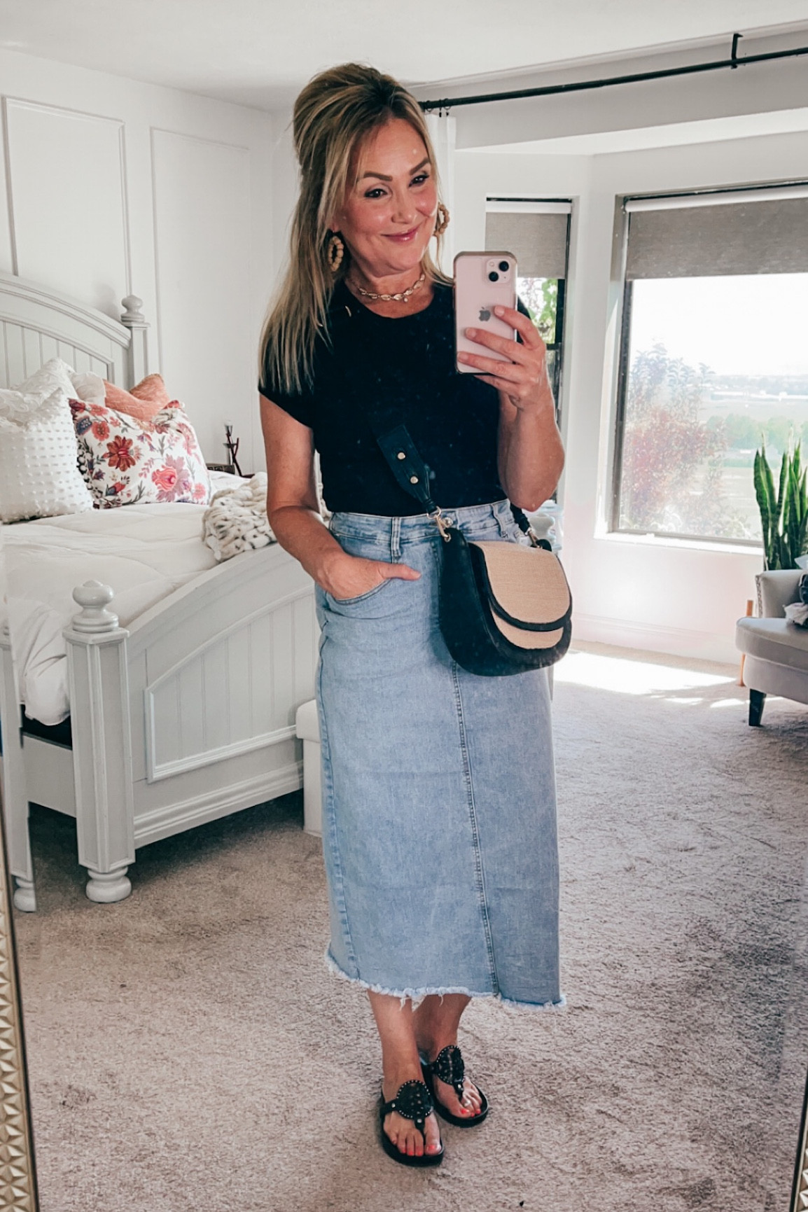 Modest denim skirt - it has stretch and no huge slits! I love it!

#LTKFind #LTKunder50 #LTKstyletip