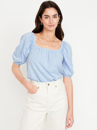 Square-Neck Puff-Sleeve Top | Old Navy (US)