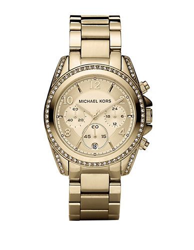 MICHAEL KORS Ladies Crystal Pave Gold-Plated Chronograph Watch | Lord & Taylor