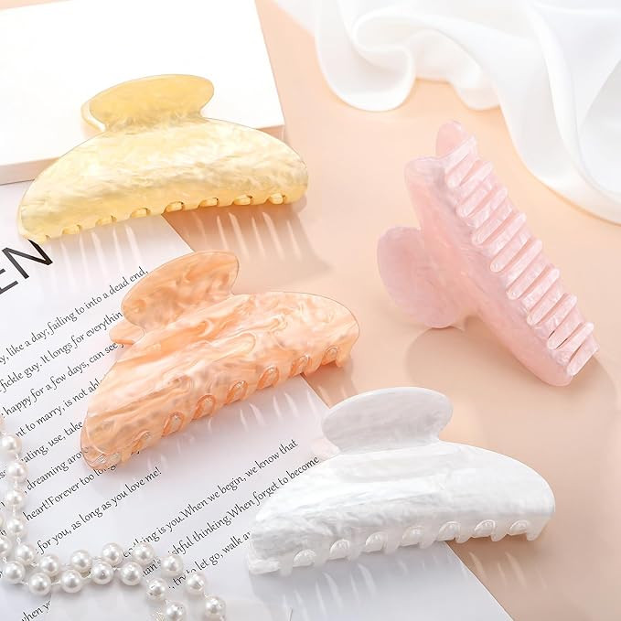 4.2 Inch Large Acrylic Claw Clips, Cute Champagne Blonde Hair Clips Strong Hold Hair Claw Barrett... | Amazon (US)